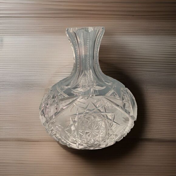 Crystal Carafe Vintage Vase Diamond Zipper Cut Decanter Clear - Picture 2 of 11